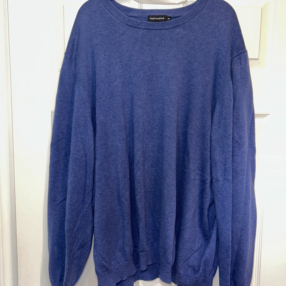 Paul Frederick Men's Size 3XL Blue Pullover Crew Neck Sweater 100% Supima Cotton